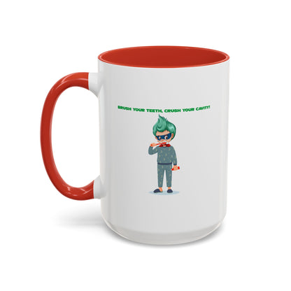 Accent Coffee Mug - Super kiddo brushing teeth - [[{"value":"Wonderwear Kid"}]]