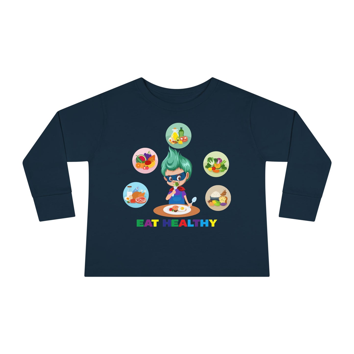 Toddler Long Sleeve Tee - Supper kiddo showing healthy food to eat - [[{"value":"Wonderwear Kid"}]]