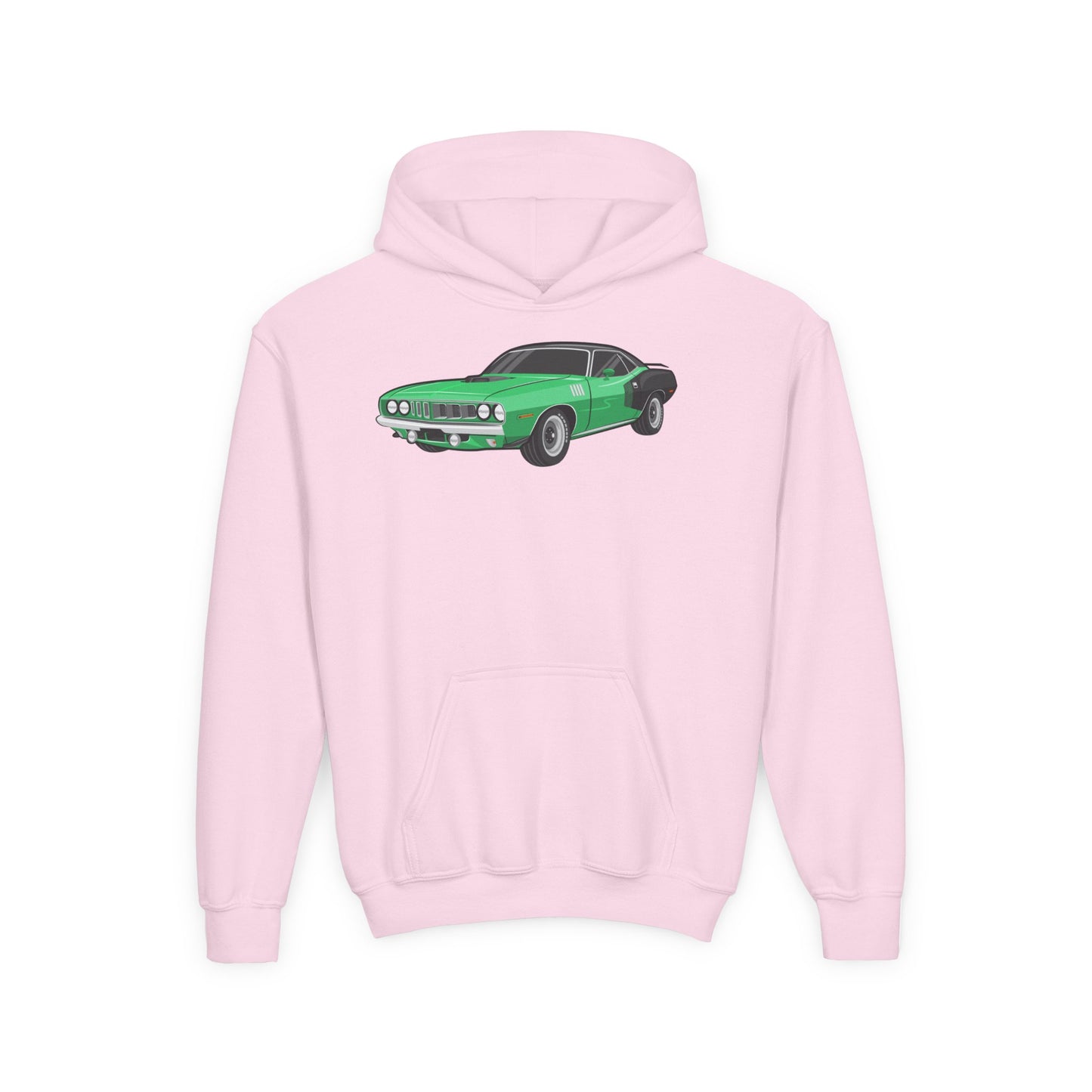 Youth Heavy Blend Hooded Sweatshirt - Vintage green car