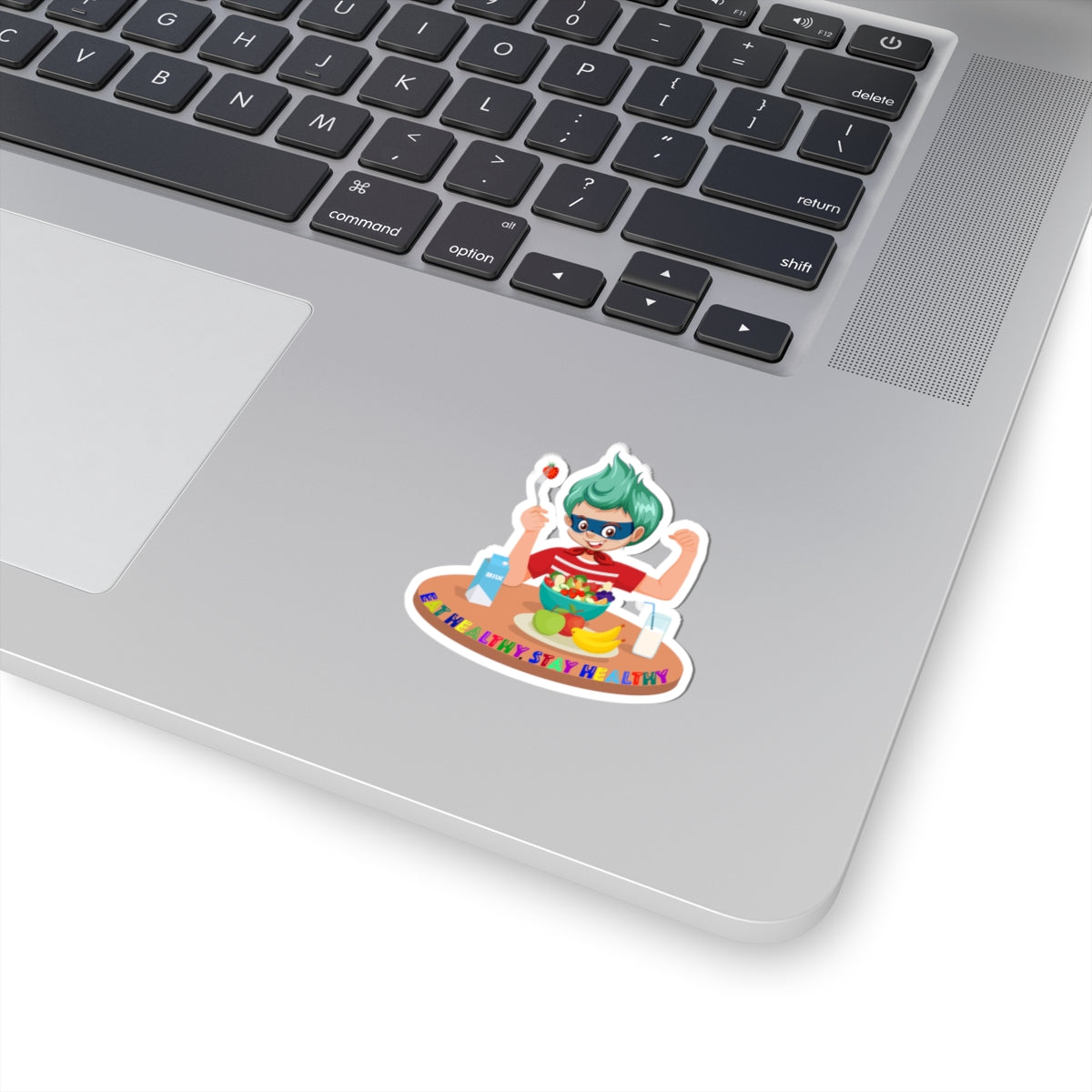 Kiss-Cut Stickers - super kiddo eating healthy food - [[{"value":"Wonderwear Kid"}]]