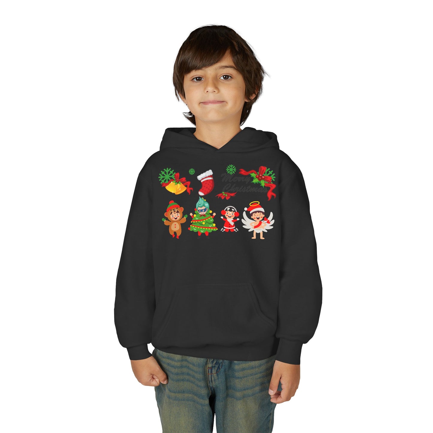 Youth Heavy Blend Hooded Sweatshirt - Merry christmas from super kid