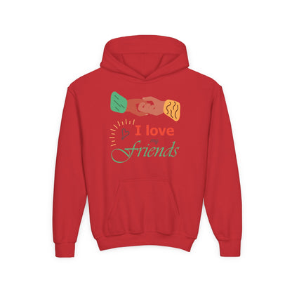 Youth Heavy Blend Hooded Sweatshirt - I love my friends Printify