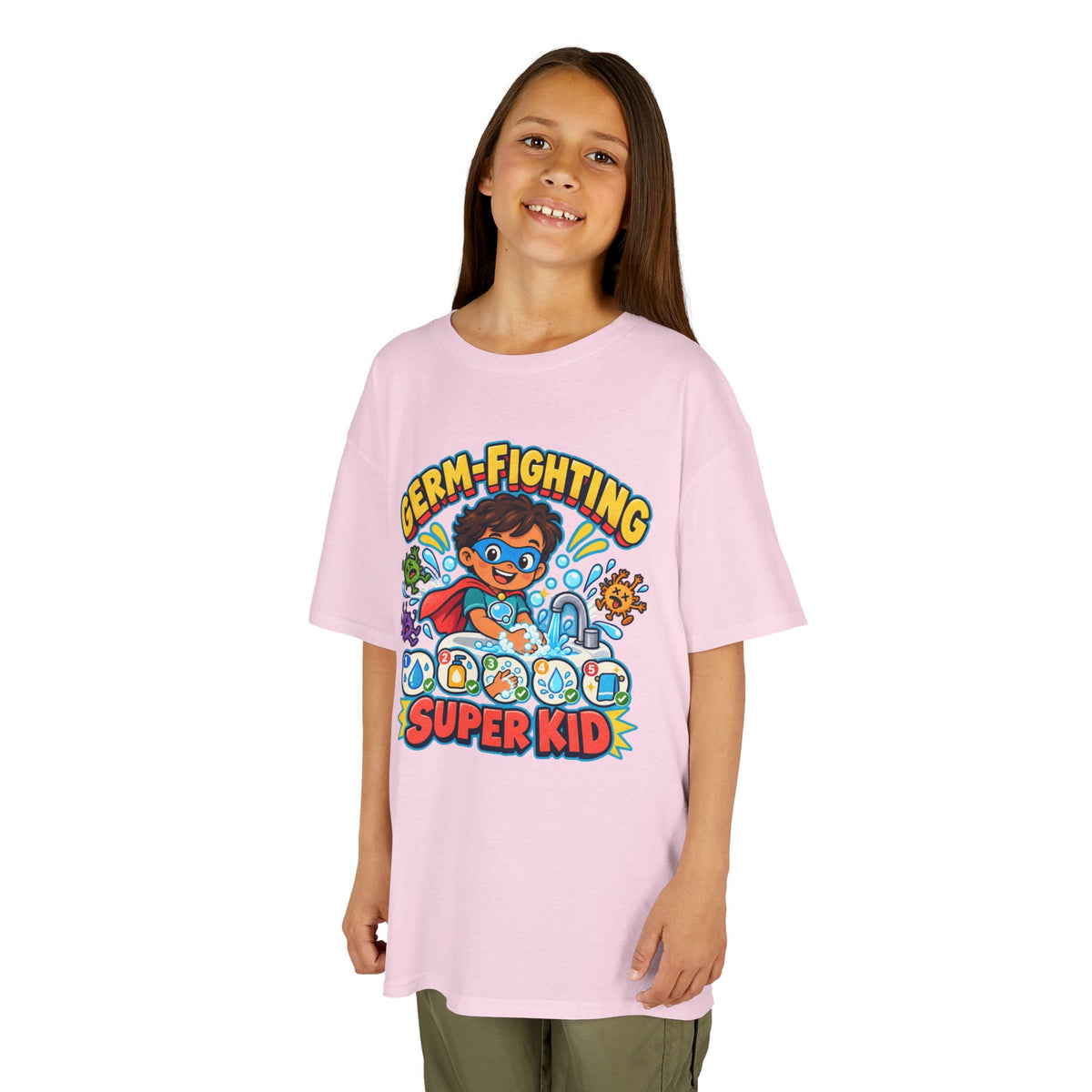 Kids Heavy Cotton™ Tee - Germ-Fighting Super Kid