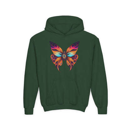 Youth Heavy Blend Hooded Sweatshirt - beautiful butterfly Printify