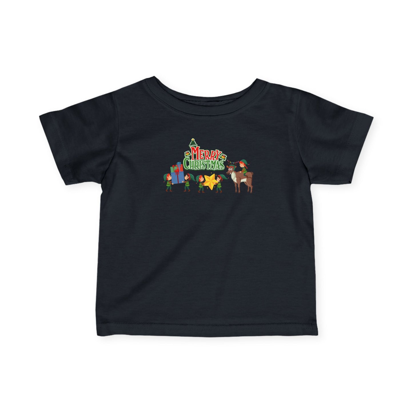 Infant Fine Jersey Tee - Merry christmas and reindeer - [[{"value":"Wonderwear Kid"}]]