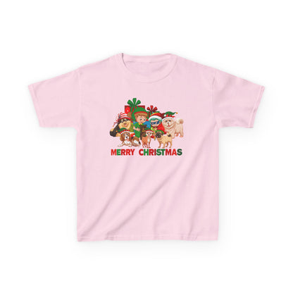 Kids Heavy Cotton™ Tee - Christmas with super kiddo pet friends with text - [[{"value":"Wonderwear Kid"}]]