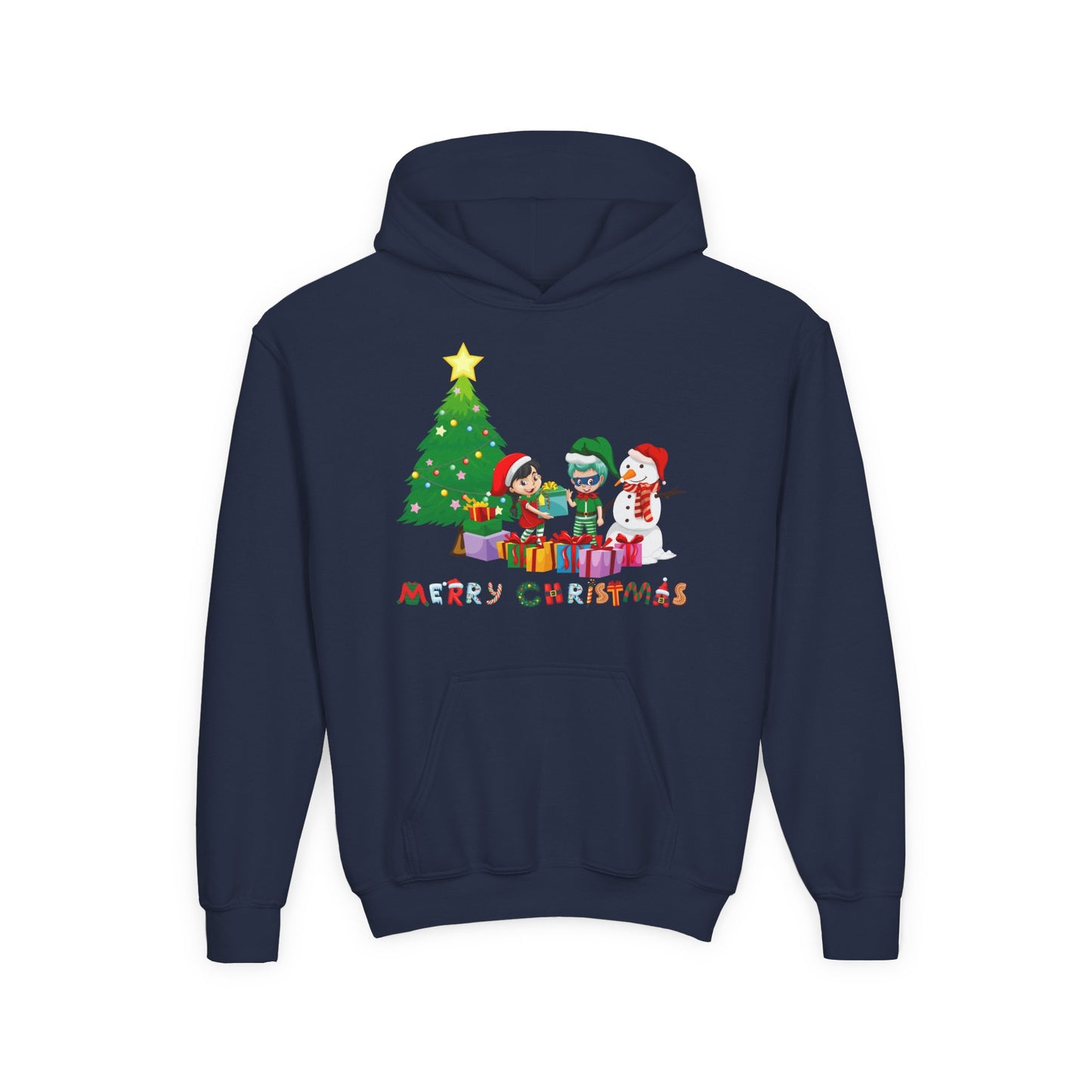 Youth Heavy Blend Hooded Sweatshirt - Super kiddo preparing gifts