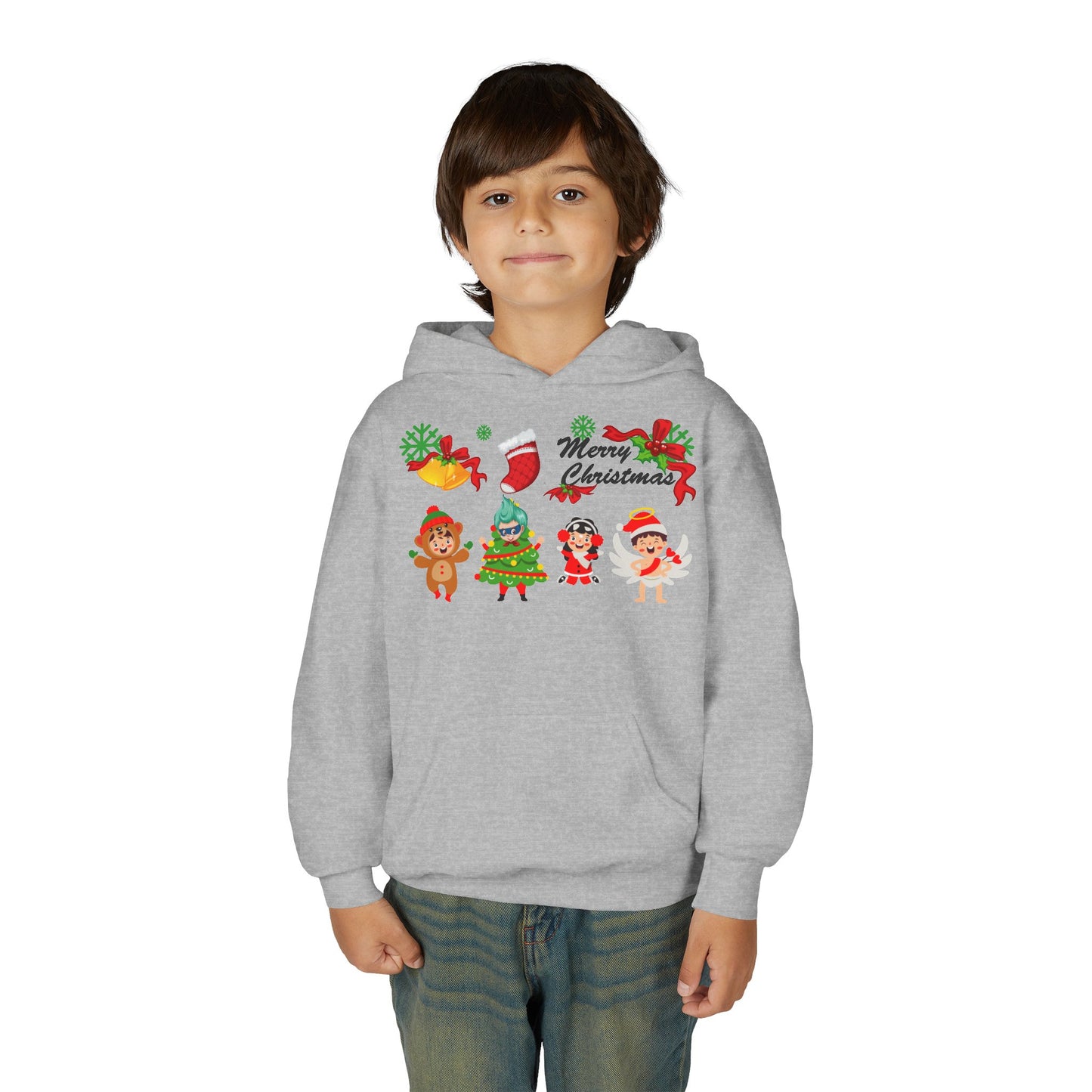 Youth Heavy Blend Hooded Sweatshirt - Merry christmas from super kid