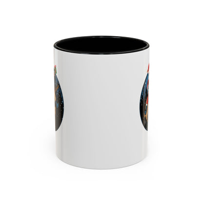 Accent Coffee Mug - Super kiddo riding a reindeer - [[{"value":"Wonderwear Kid"}]]