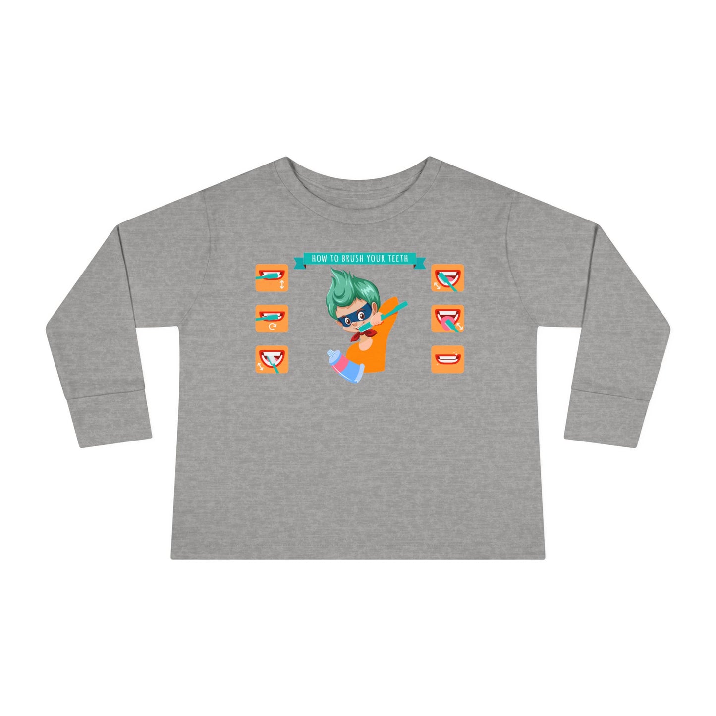 Toddler Long Sleeve Tee - Super kiddo how to brush teeth - [[{"value":"Wonderwear Kid"}]]