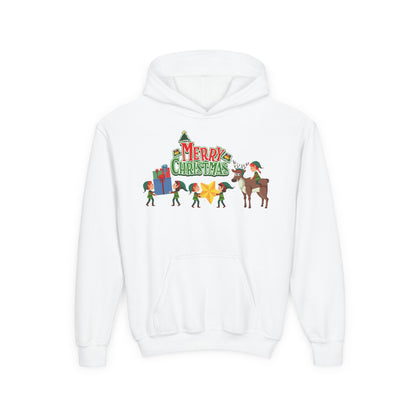 Youth Heavy Blend Hooded Sweatshirt - Merry christmas and reindeer - [[{"value":"Wonderwear Kid"}]]