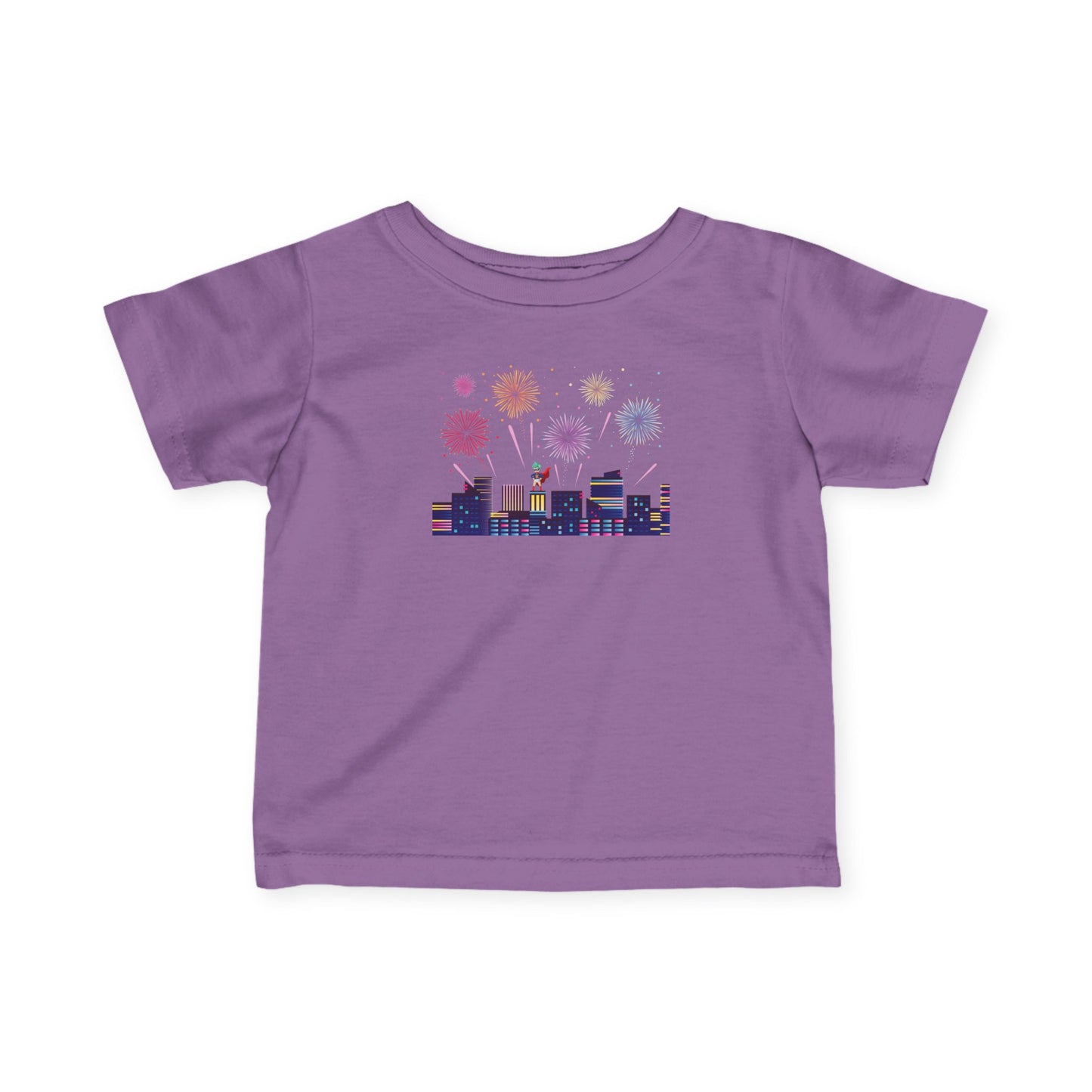 Infant Fine Jersey Tee - Super kiddo with fireworks - [[{"value":"Wonderwear Kid"}]]