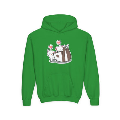 Youth Heavy Blend Hooded Sweatshirt - The Panda and Cat Printify