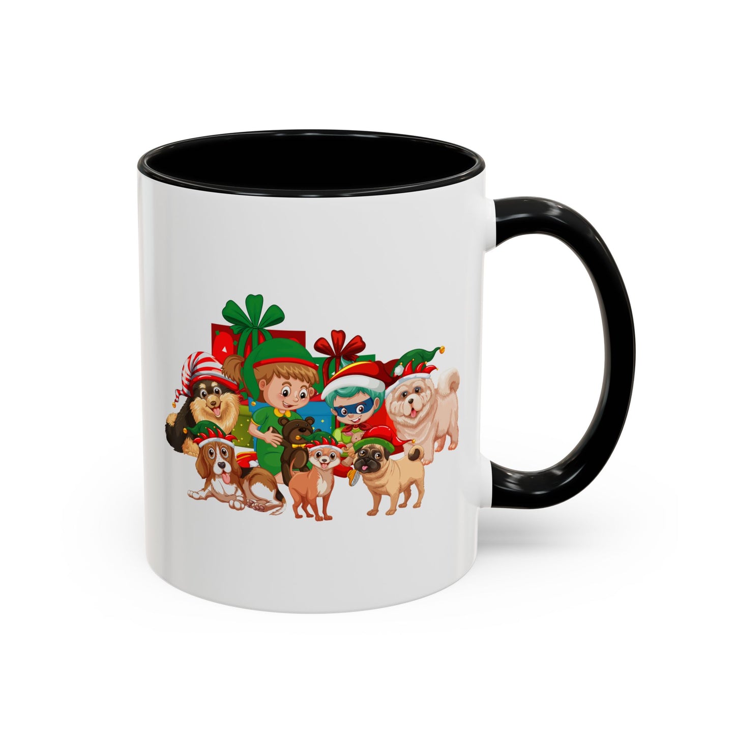 Accent Coffee Mug - Christmas with super kiddo pet friends without text