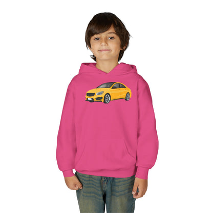 Youth Heavy Blend Hooded Sweatshirt - Yellow car Printify