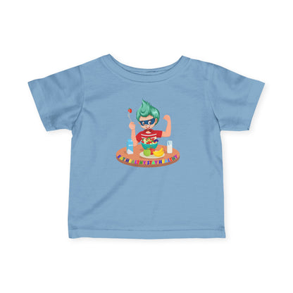 Infant Fine Jersey Tee - super kiddo eating healthy food - [[{"value":"Wonderwear Kid"}]]
