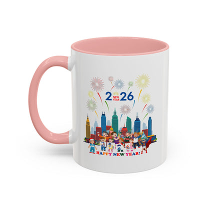 Accent Coffee Mug - Happy new year with fireworks - [[{"value":"Wonderwear Kid"}]]