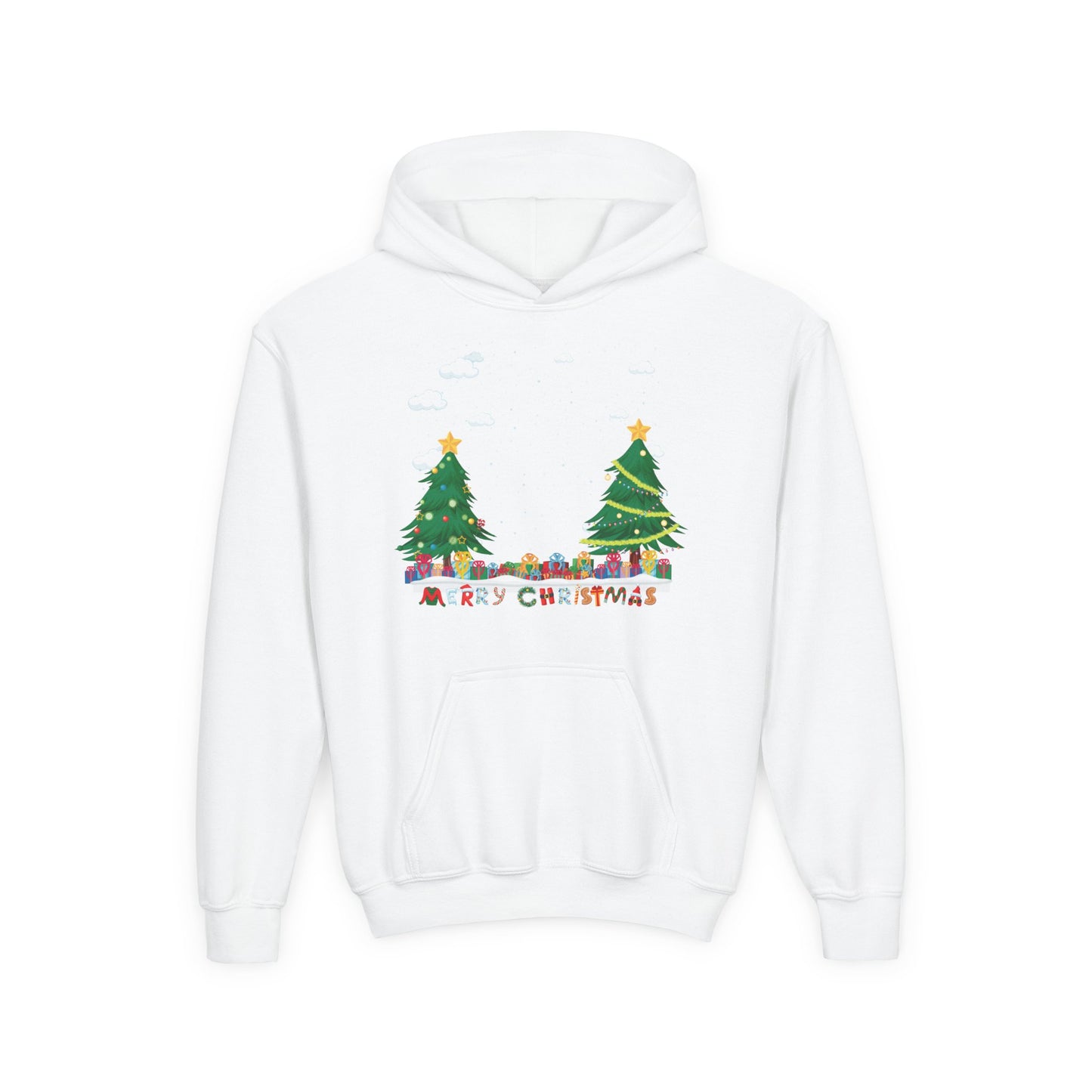 Youth Heavy Blend Hooded Sweatshirt - Christmas and snowing