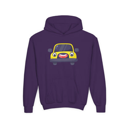 Kids Yellow Car Hoodie Printify
