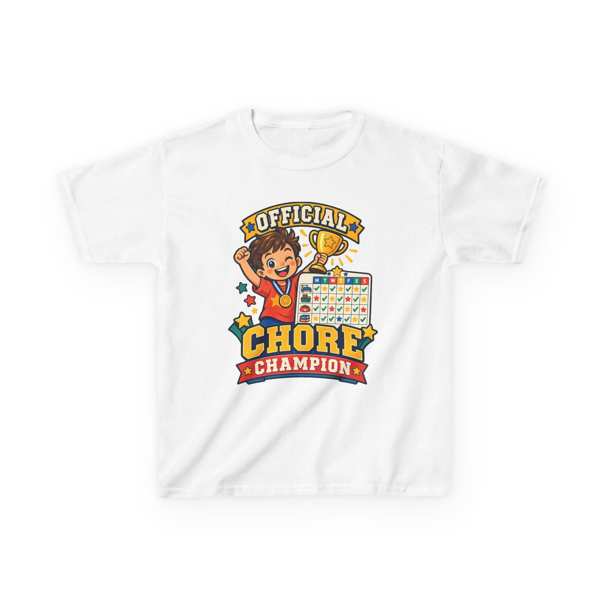 Kids Heavy Cotton™ Tee - Official Chore Champion Badge