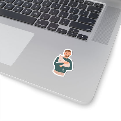 Kiss-Cut Stickers - Loving Dad with His Cat Printify