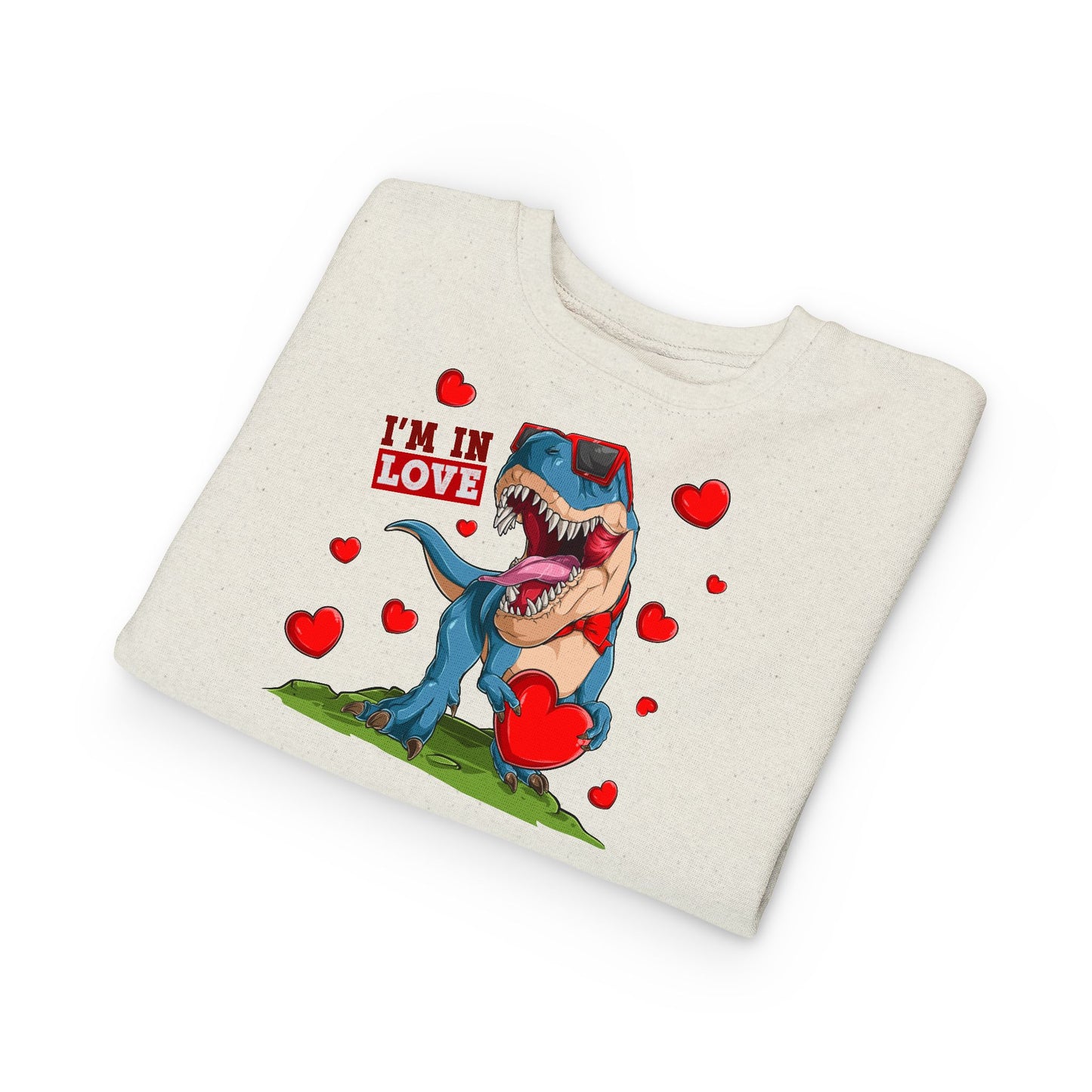Toddler Sweatshirt -Dinosaur and heart design for valentines - [[{"value":"Wonderwear Kid"}]]