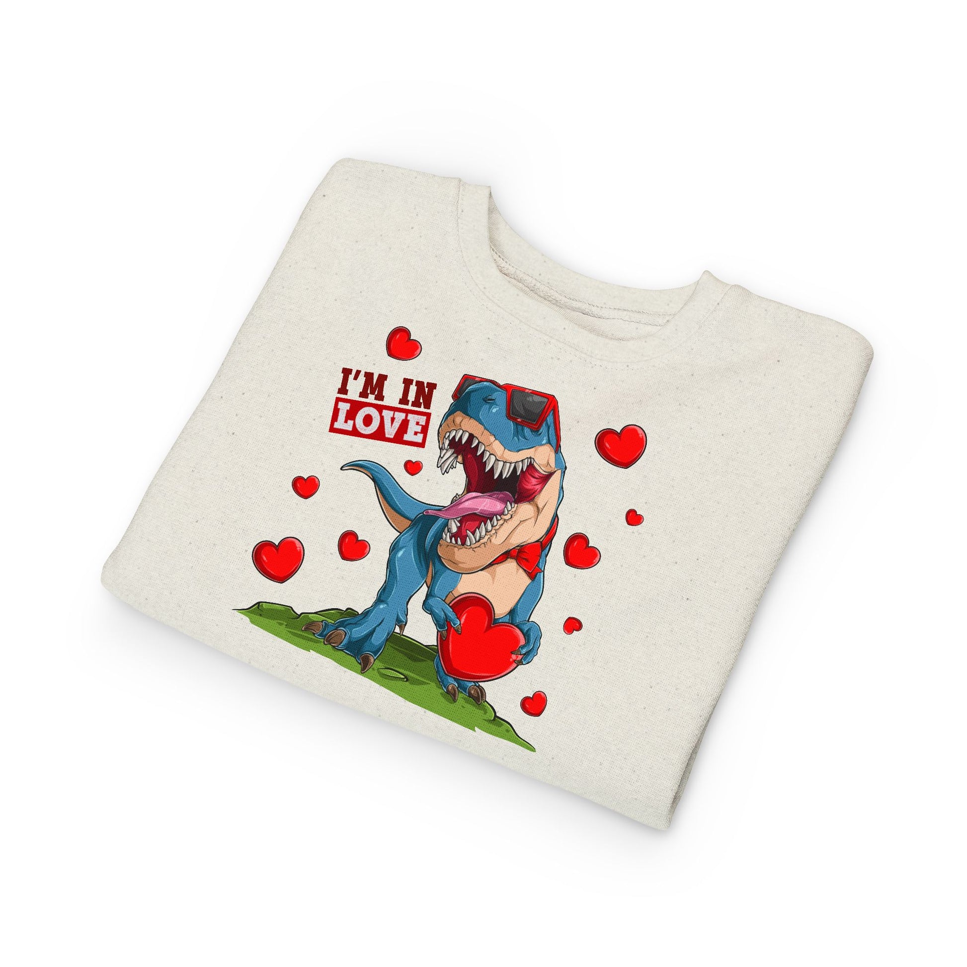Toddler Sweatshirt -Dinosaur and heart design for valentines - [[{"value":"Wonderwear Kid"}]]