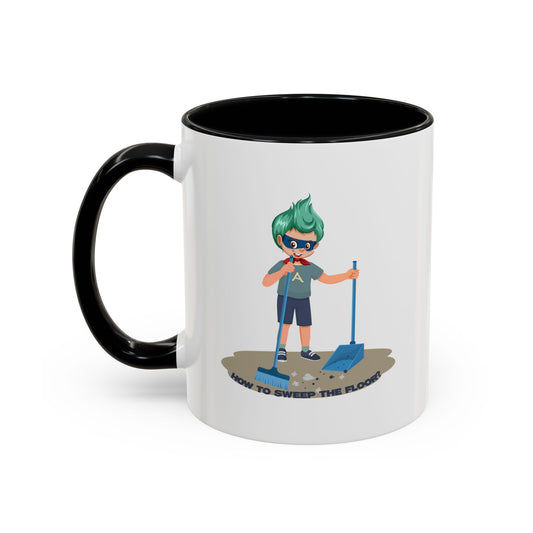 Accent Coffee Mug - Super kiddo sweeping floor