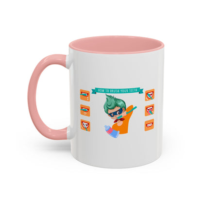 Accent Coffee Mug - Super kiddo how to brush teeth - [[{"value":"Wonderwear Kid"}]]
