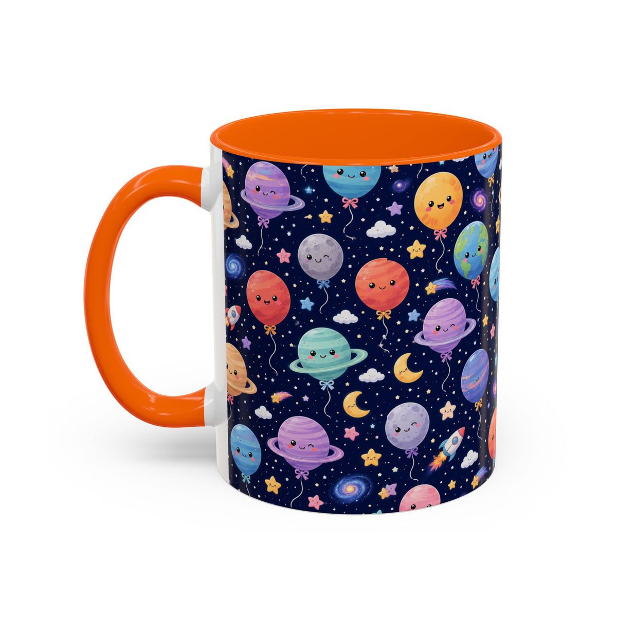 Accent Coffee Mug (11/15 oz) - Kawaii Space Balloon Planet