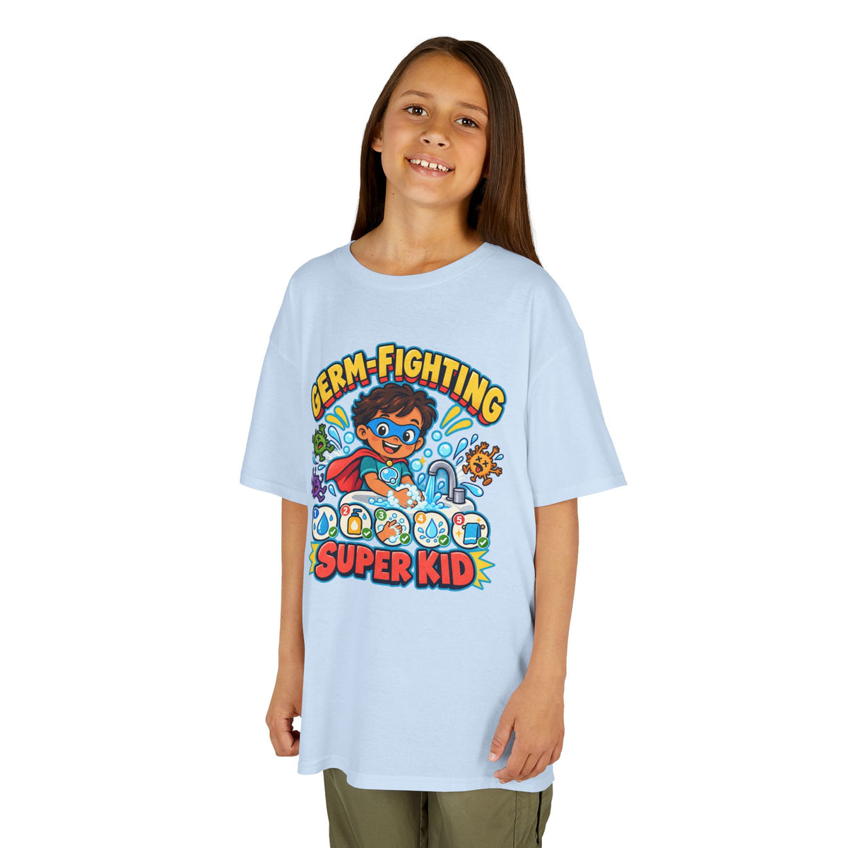 Kids Heavy Cotton™ Tee - Germ-Fighting Super Kid