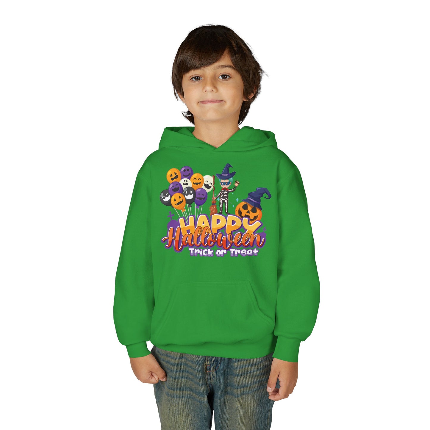 Youth Heavy Blend Hooded Sweatshirt - Happy halloween trick or treat