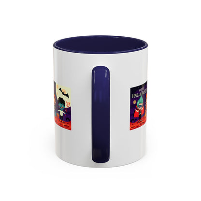 Accent Coffee Mug - Super kiddo with friends on holloween - [[{"value":"Wonderwear Kid"}]]