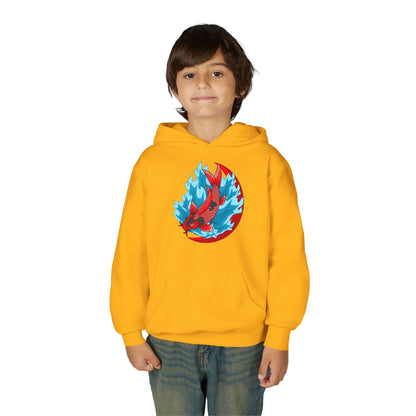 Youth Heavy Blend Hooded Sweatshirt - Red koi Printify