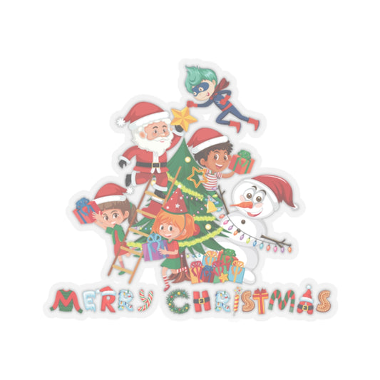 Kiss-Cut Stickers - Super kiddo making christmas tree with text - [[{"value":"Wonderwear Kid"}]]