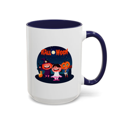 Accent Coffee Mug - Super kiddo wearing pumpkin - [[{"value":"Wonderwear Kid"}]]