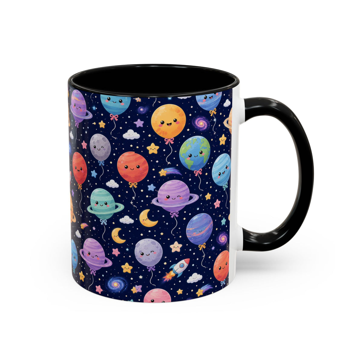 Accent Coffee Mug (11/15 oz) - Kawaii Space Balloon Planet