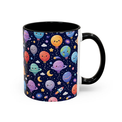 Accent Coffee Mug (11/15 oz) - Kawaii Space Balloon Planet