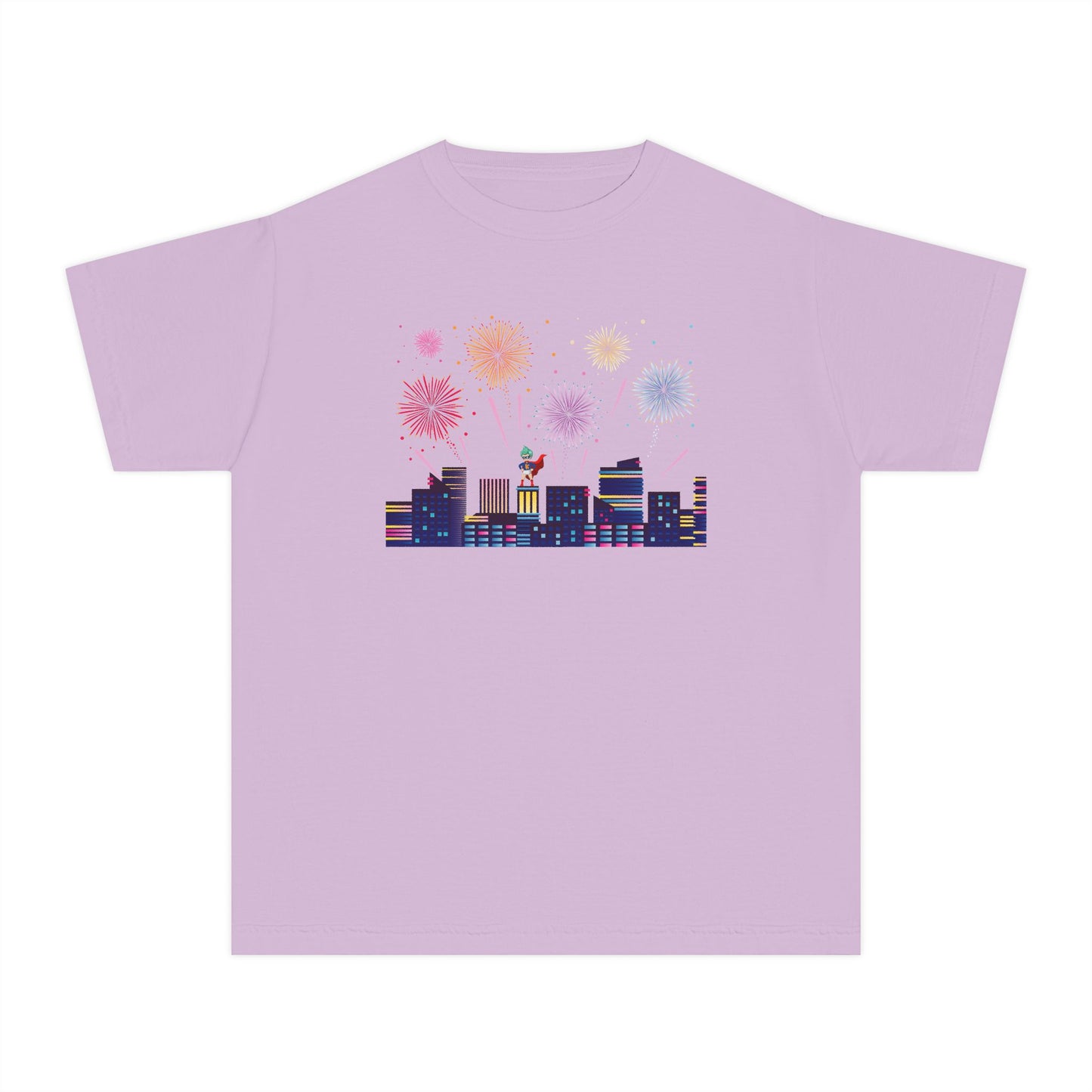 Youth Midweight Tee -  Super kiddo with fireworks