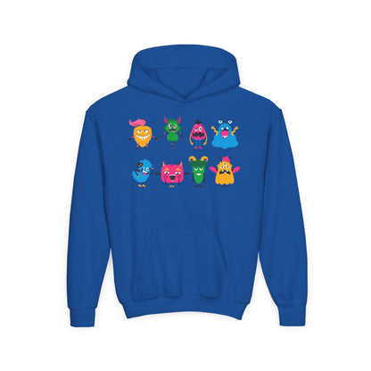 Youth Heavy Blend Hooded Sweatshirt - Set of monsters Printify
