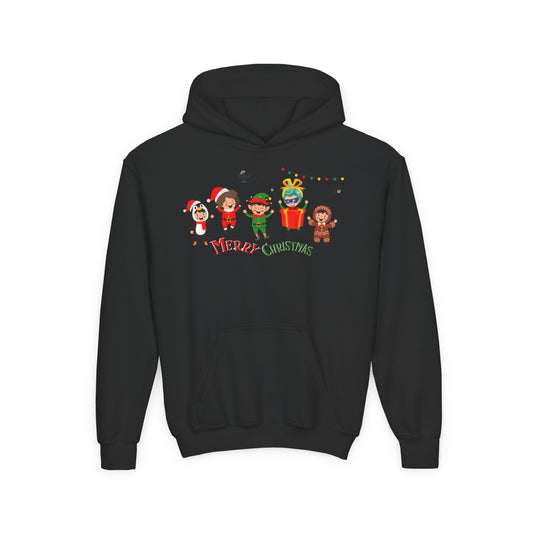 Youth Heavy Blend Hooded Sweatshirt - Merry christmas by super kiddo and friends