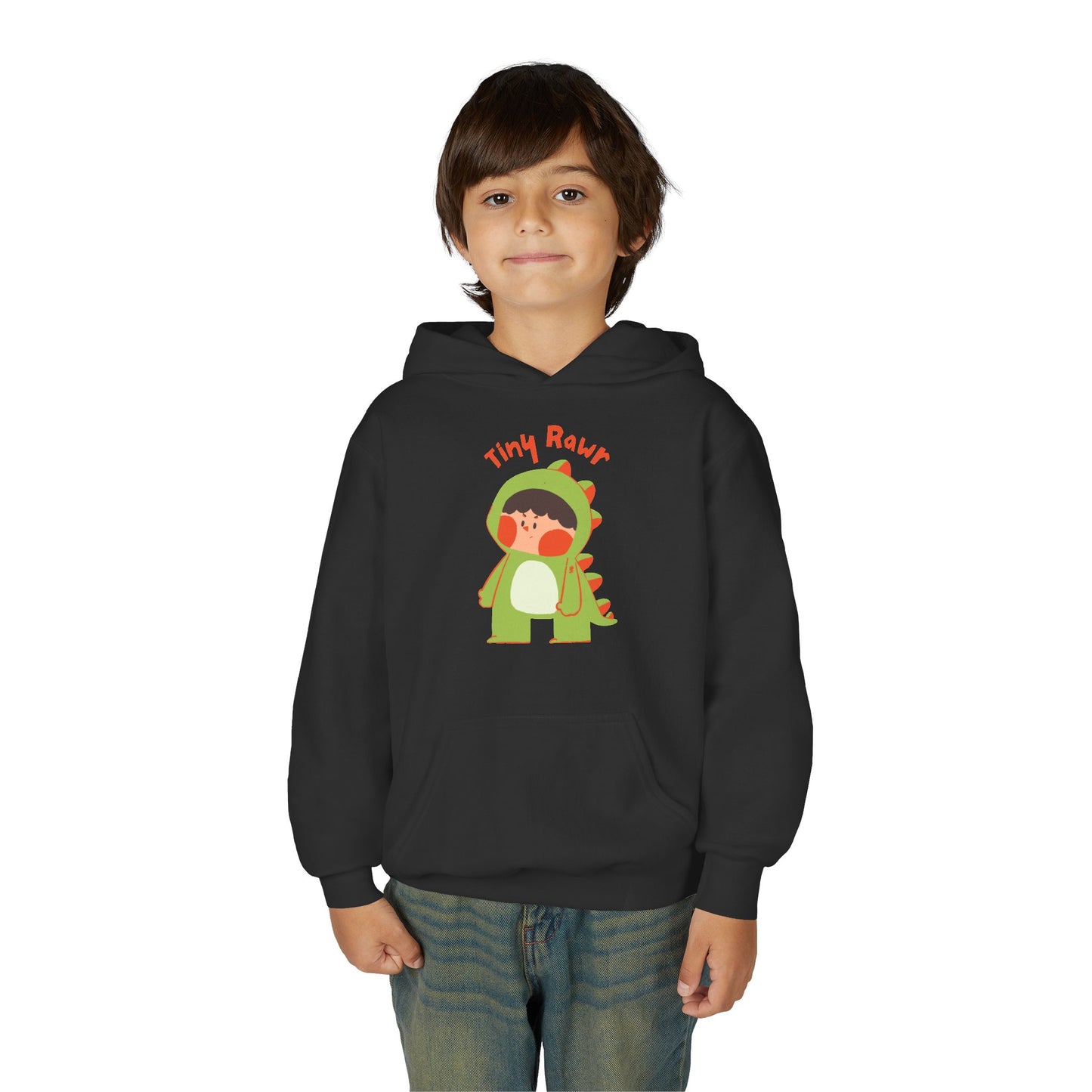 Youth Heavy Blend Hooded Sweatshirt - Tiny Raur, Cute Dino