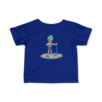 Infant Fine Jersey Tee - Super kiddo sweeping floor - [[{"value":"Wonderwear Kid"}]]