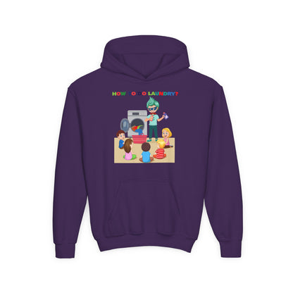 Youth Heavy Blend Hooded Sweatshirt - super kiddo teaching laundry - [[{"value":"Wonderwear Kid"}]]