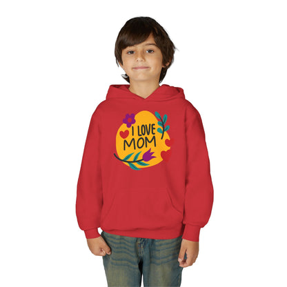 Youth Heavy Blend Hooded Sweatshirt - I love mom Printify