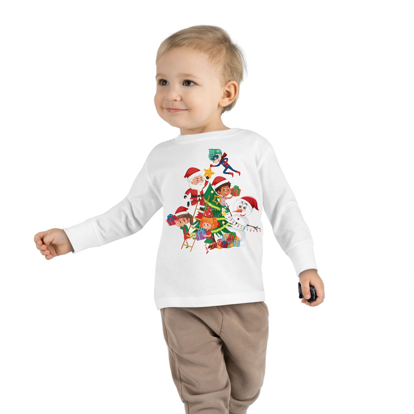 Toddler Long Sleeve Tee - Super kiddo making christmas tree - [[{"value":"Wonderwear Kid"}]]