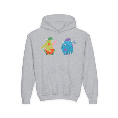 Youth Heavy Blend Hooded Sweatshirt - Funny Toothy monsters Printify