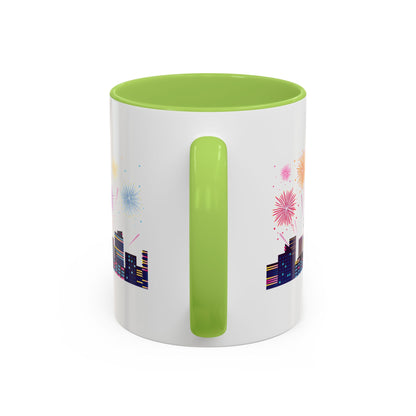 Accent Coffee Mug - Super kiddo with fireworks - [[{"value":"Wonderwear Kid"}]]