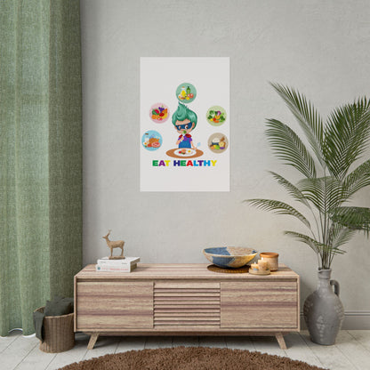 Rolled Posters - Supper kiddo showing healthy food to eat - [[{"value":"Wonderwear Kid"}]]