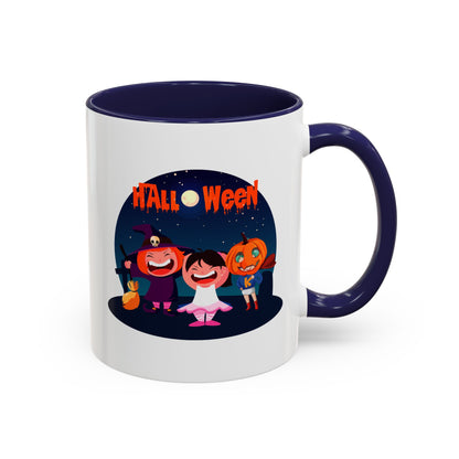 Accent Coffee Mug - Super kiddo wearing pumpkin - [[{"value":"Wonderwear Kid"}]]